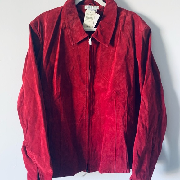 Coldwater Creek red suede leather jacket 3X NWT - Picture 1 of 5